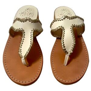 Jack Rogers Sandals White and Gold Size 10 M